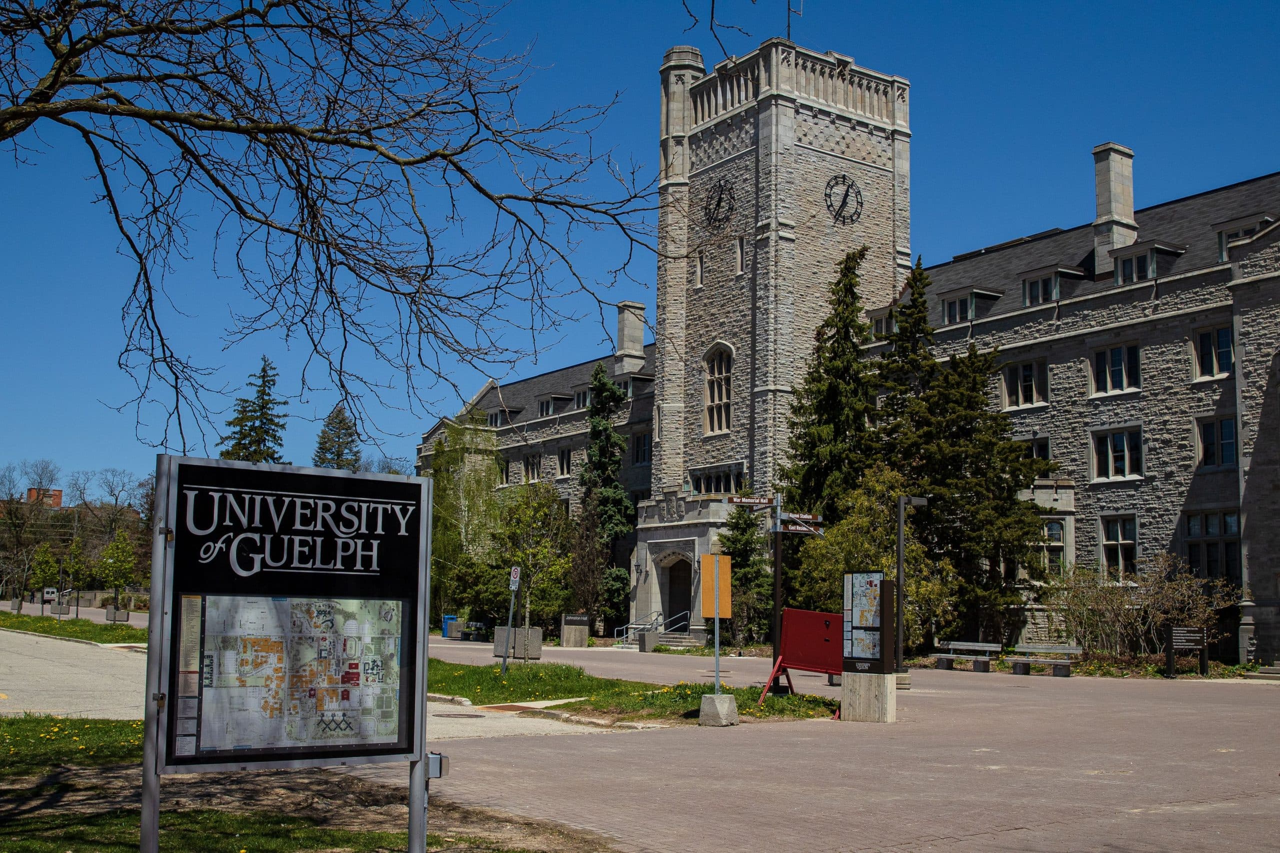 The University of Guelph campus on a clear spring day